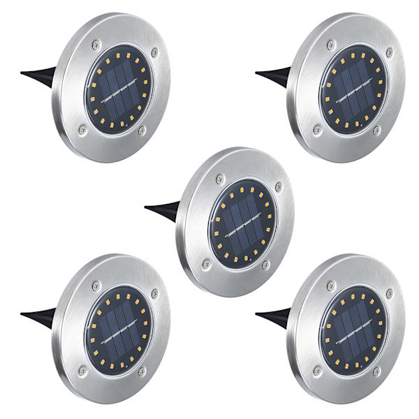 5 st solcellslampor för markbelysning, 16 LED, regnsäkra, för trädgård, innergård, villa