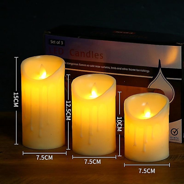 3 kpl liekittömiä LED-teetuolia kodin sisustukseen
