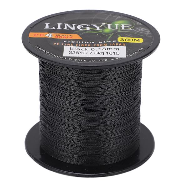 Flettet fiskesnøre 328 yards 4 tråde PE line slidstærk flettet fiskesnøre sort 1,2