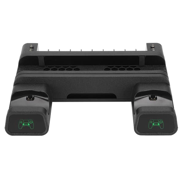 Multifunksjonell Varmespredningsvifte Base Oppbevaringsstativ Kontroller Dobbel Lader med LED-lys Brakett for PS4/SLIM/PS4 PRO