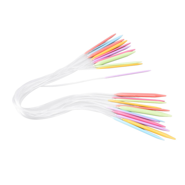 12 st cirkulära stickor 12 storlekar 3,5 mm till 12 mm Använd enkelt stickset med flerfärgat plaströr