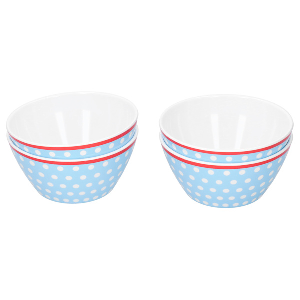 4 stk. 6 tommer salatskål middagsserveringsskålsæt køkken imitation porcelæn middagsstel lyseblå prikker
