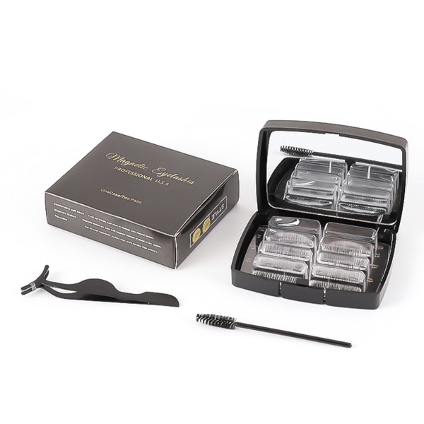 4 par naturlige øjenvipper Magnetisk Design Curl 3D Bærbare løsøjenvipper med Clip Brush Sort