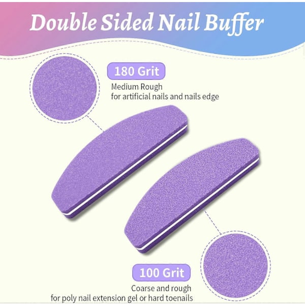Neglebufferblokker, 20 stk. Mini Gel Neglebuffer, Profesjonell Bufferblokk for Naturlige Negler, Neglelakk Bufferblokk for Hjem og Salong Lilla