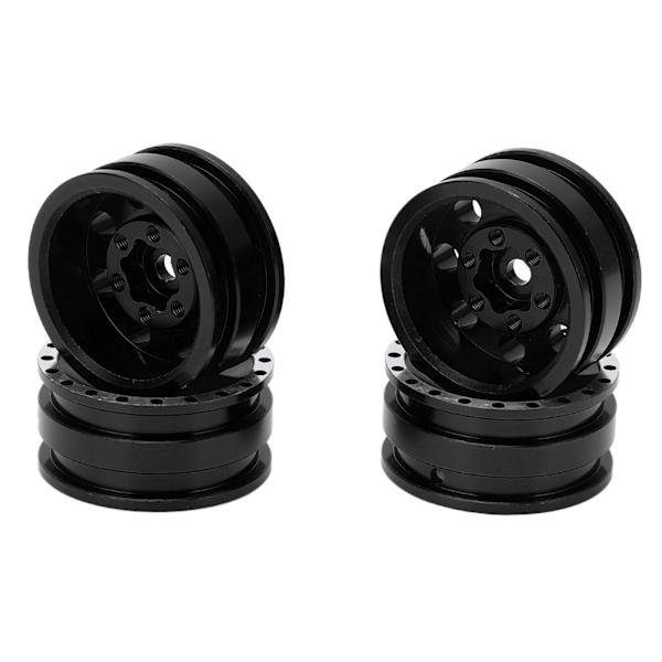 4 st metall 8 runda hål fälgnav fälgar för Axial SCX24 1/24 fjärrkontroll klättring bil svart