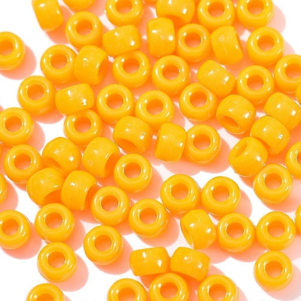 100 kpl Monivärisiä akryylihelmiä, joissa on suuri reikä 9 mm askarteluun, lasten koruihin, rannekoruihin ja kaulakoruihin, oranssi keltainen