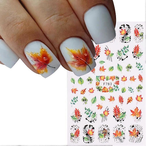 2 st 3D Nageldekor Maple Leaf med Guld Höstlinjer Design DIY Manikyr Dekoration för Kvinnor F783 F784