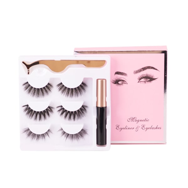 Magnetiske øyevipper Eyeliner Set Sterk Adsorpsjon Gjenbrukbare 6 stk Magnetiske øyevipper og Eyeliner Kit med Pinsett