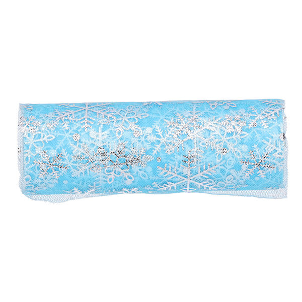 Tulle rullar 10 yards DIY skärning blått band vitt snöflingemönster hantverkstillbehör för prinsessklänning