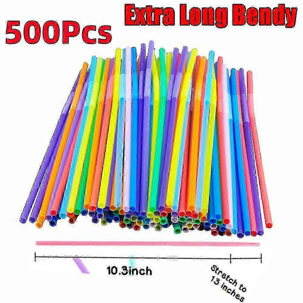 Färgglada Böjbara Sugrör i Plast - 1000-pack för Födelsedag, Bröllop, Sommarfest Dryck 1000st Flerfärgade