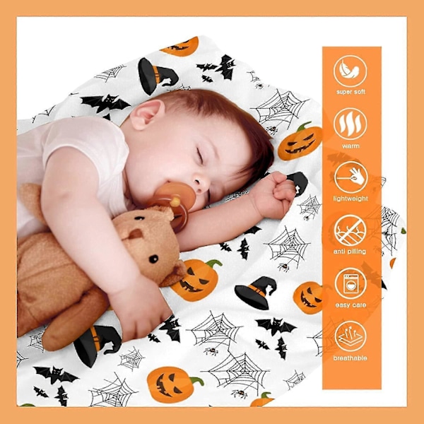 Tæppe Halloween Dekoration Græskar Fleece Letvægts Kast Gaver Til Fødselsdag Jul Bløde Flanelltæpper Til Alle Sæsoner Seng Sofa-40x50 Tommer