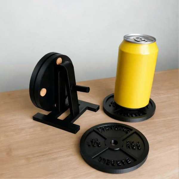 Weight Plate Coaster Set with Stand Gym Style Drink Coasters