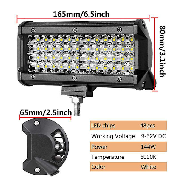 1 stk. LED Arbeidslys 7' Bil LED Projektor Vanntett Spot Flood Tåkelys LED Arbeidslys for Bil Lastebil Traktor SUV Båt