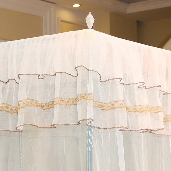 Luksus Princess Four Corner Stolper Seng Gardin Baldakin Netting Myggenet Sengetøj (S)