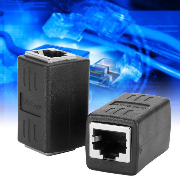 2 stk. kabelkobling RJ45 LAN-stik, indlejret type hun til hun-adapter til Cat7 / Cat6 / Cat5e