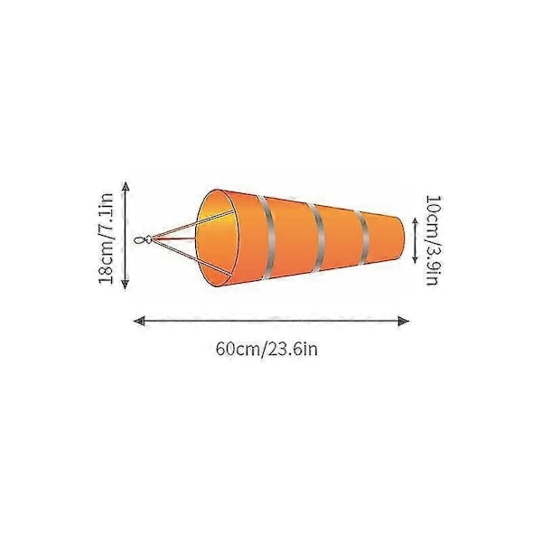 60/80/100cm Reflekterande Vindstrut Utomhus Flygplats Vindriktning Vindtät Vindsocka Vädervane Vindpåse Vindflöjel Indikator Orange-grå 60cm