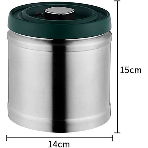 Lufttät kaffeburk - 1,6 L rostfritt stålbehållare för kaffebönor
