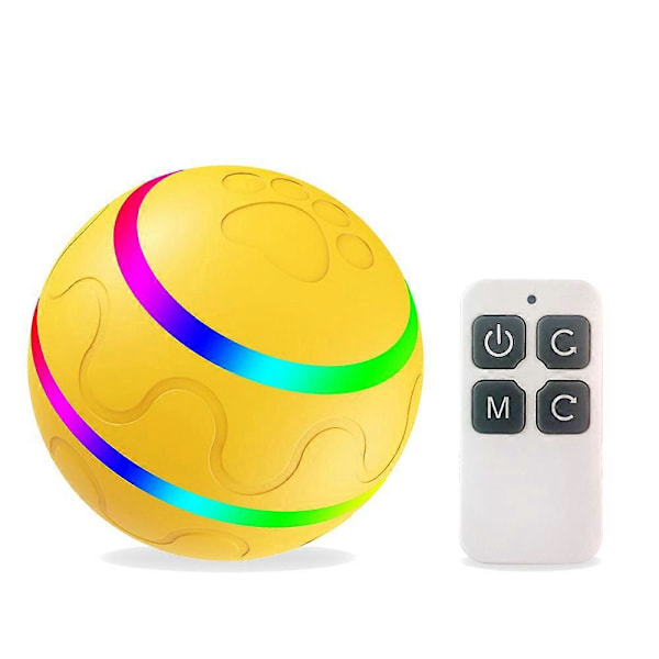 Gul Interaktiv Kattleksaksboll, Hinderavkännande Leksak för Kattungar med USB-Uppladdningsbar LED-Timerfunktion, Mycket Lämplig för Din Katt och Valp