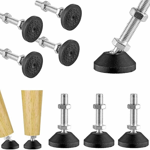 8 stk. Nivelleringsføtter 50XM10, Justerbare Møbelbein, Rustfritt Stål Møbelbein med Kunstig Fundament, Justerbar Retning, Justering P