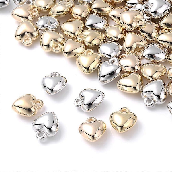 iYOE 50 stk. 6-18mm Guld Hjerte Spacer Perler til Armbånd Øreringe Halskæder DIY Smykkefremstilling whitek 6x8mm