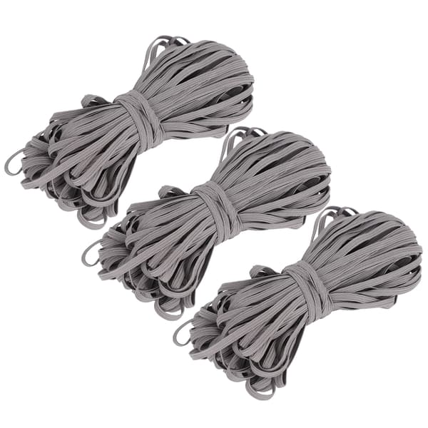 3st 6mm Polyester Elastiskt Band Flexibelt Rep Tejp Klädtillbehör 30 Yards/Rulle Grå