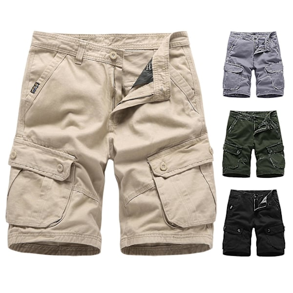 Løse sommer shorts for menn med flere glidelåslommer 2XL grå