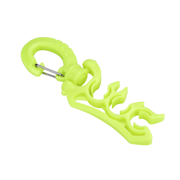 Fortsett å dykke undervanns plast dobbel BCD slangeholder med klemmespennekrok (gul)