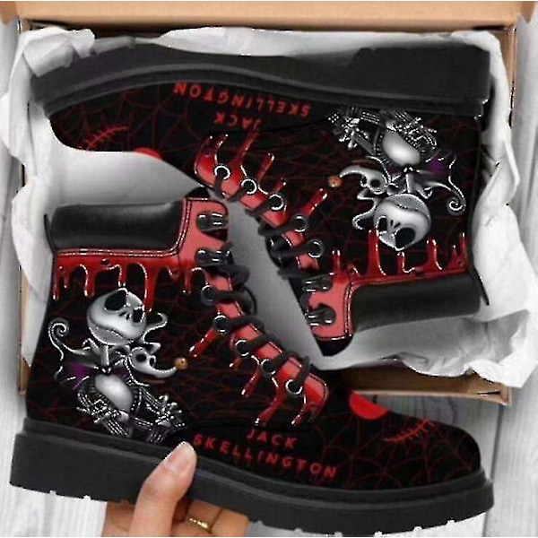 Jack Skellington Lumikengät - Naisten Talvi Rose Skull Kengät UK 6.5 Punainen Kallo