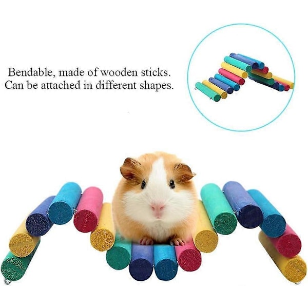 Hamster Stege Bro, Färgglad Trä Stege Bro Reptil Gömställe Hus Staket Klätterbro Reptil
