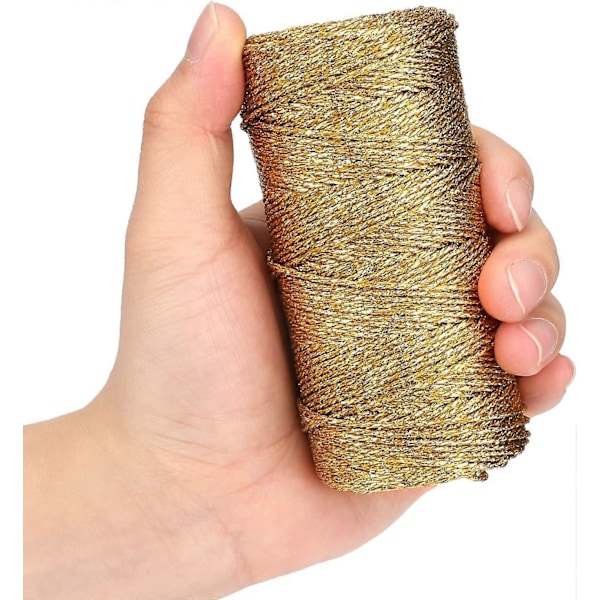 100M Koristeellinen Metallilanka - 1,5 mm Kultainen Narulanka - Korulanka DIY-askarteluun, Lahjojen Paketointiin ja Häälahjoihin