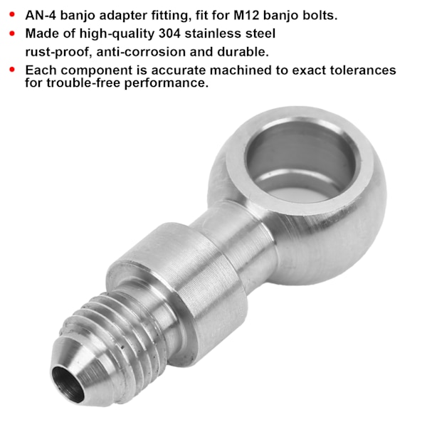 AN-4 Eye Banjo Adapter ruostumattomasta teräksestä tehdyt liitostarvikkeet, jotka sopivat M12 banjopulteille