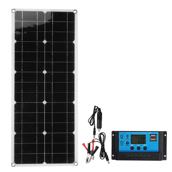 Vattentät USB-solpanel med 10A solcellsregulator Utomhusladdning för bil, yachtbatteri, båt