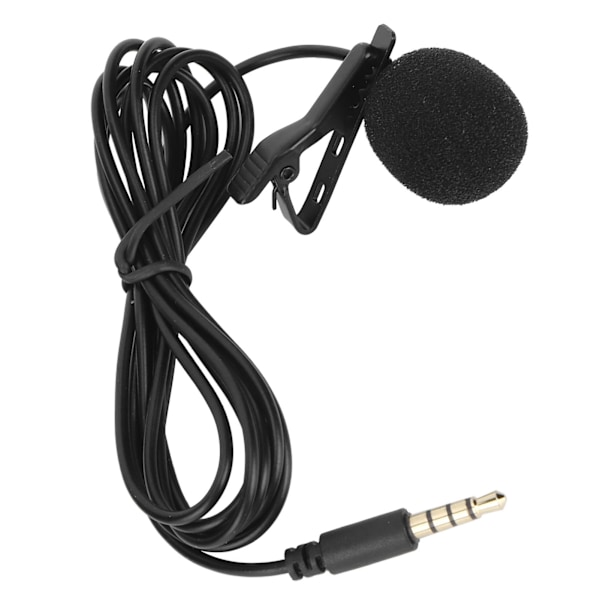 Mini 3,5 mm Lavalier Clipon Mikrofon Live Broadcast Intervju MIC för Mobiltelefon Dator (1,5 m)