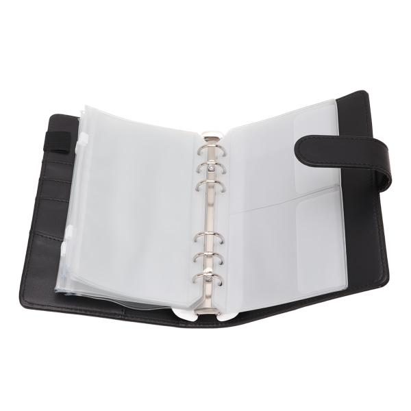 A6 Budget Binder A6 Binder Lomme med lynlås Notesbog PU Læder Budget Notesbog Kontant Kuvert Budget Håndbog Sort