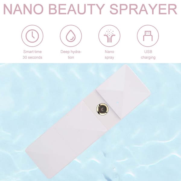 Bærbar USB Nano Handy Mist Spray Luftfugter Ansigtsfugtighed Atomiseringssprøjte Hvid