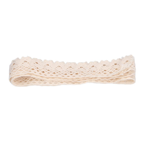 Spetsband DIY Bomullsnät 2,5 cm Bredd 20 Yards Utsökt spetskant för Gardinkläder Bordsduk PresentdekorationBeige