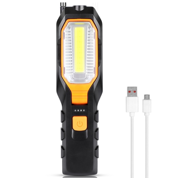 Oppladbart COB arbeidslys USB Justerbar LED arbeidslampe med magnetkrok for reparasjon