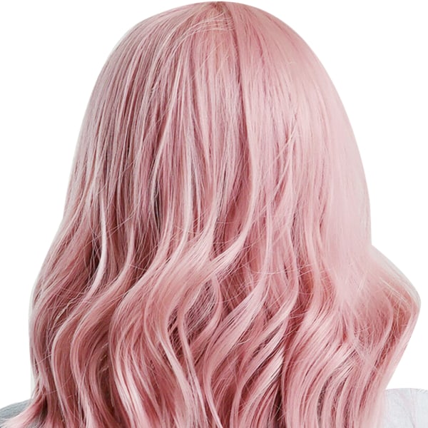Rosa Pastell Short Bob Curly Wavy Wig - Syntetisk Cosplay-kostyme for kvinner
