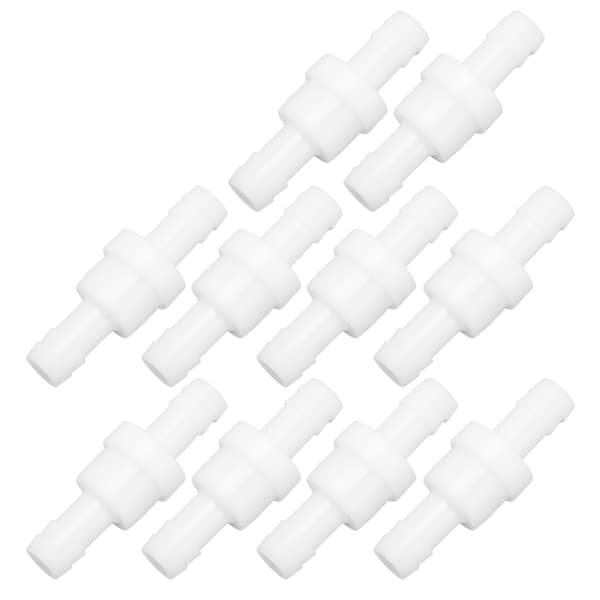 10 st Backventil PE Enkelriktad Akvarium Luftpump Icke-returventil för Kemisk Industri 10mm Vit
