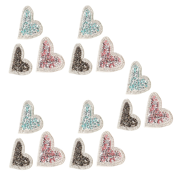 15 stk skinnende patch hjerteform Stryg på stilfulde glitter applikationer til tøj DIY Craft reparation dekoration