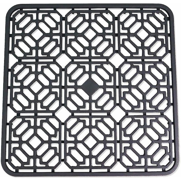 1 stk. Silikone vaskemåtte, 30 x 30 cm, mørkegrå, firkantet silikone afløbsmåtte, til placering og tørring af bestik