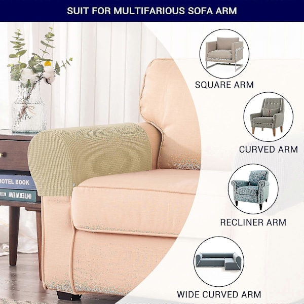 2 stk. Stretch Armlene Trekk Spandex Armtrekk For Stoler Sofa Lenestol Trekk For Lenestol Sofa zd b2 Beige