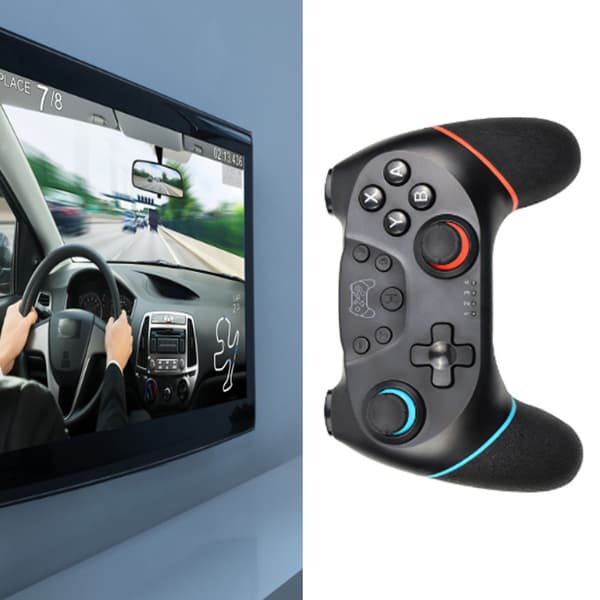 Trådløs spillkontroller 6 akser Ergonomisk sensitiv oppladbar Bluetooth-gamepad for Switch Pro PC-spill Blå Rød