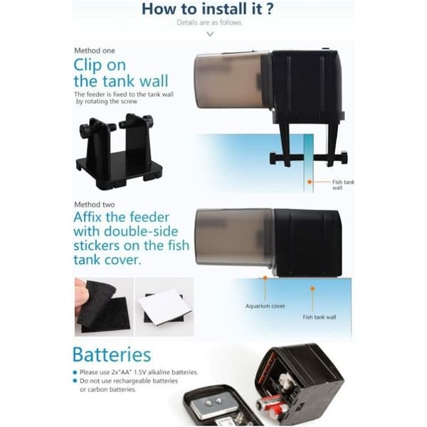 Automatisk akvariefiskefoderautomat med automatisk timer til fiskefoder til akvarier