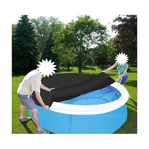 Runt Poolskydd för 366cm Rund Pool, Poolskydd, Förbättrat Material, Tjockare och Hållbart, Damm- och Lövbeständigt, Lätt att Installera, Svart (366cm)