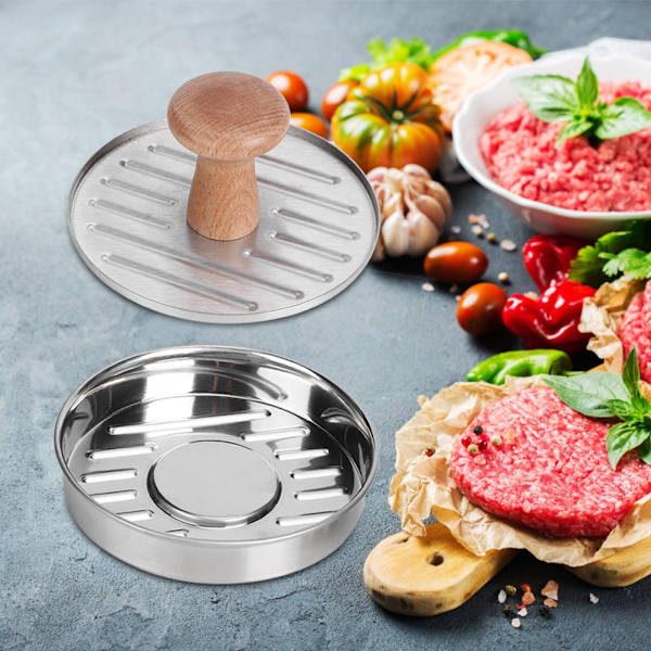 304 Rostfritt Stål Hushåll Hamburger Press Patty Maker Form Kökstillbehör