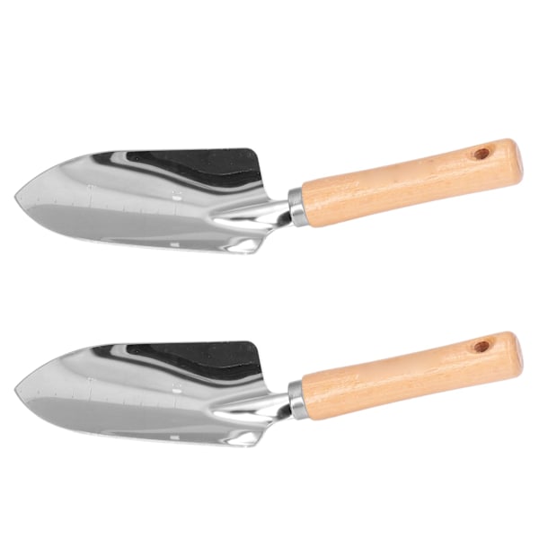 2 stk rustfritt stål hagespade med skala for potteplanter