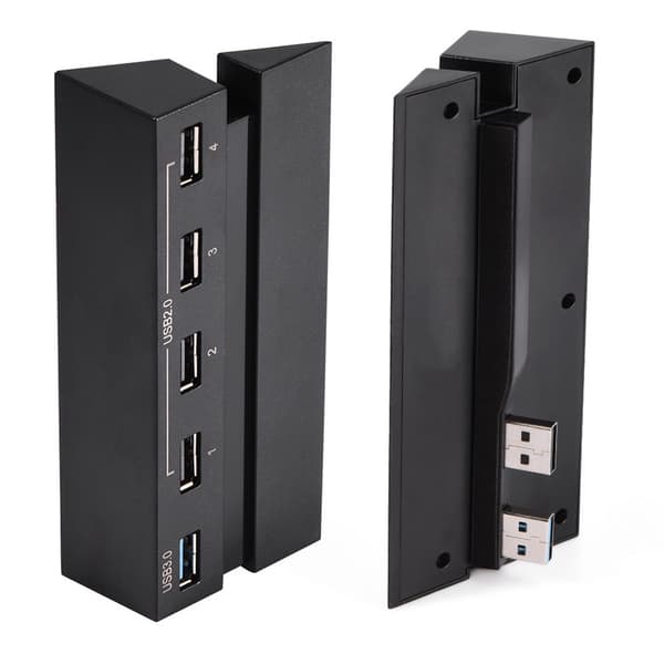 Höghastighets 5-portars USB-hubb 2.0 & 3.0 expansionshubbkontrolleradapter för PS4-spelkonsol