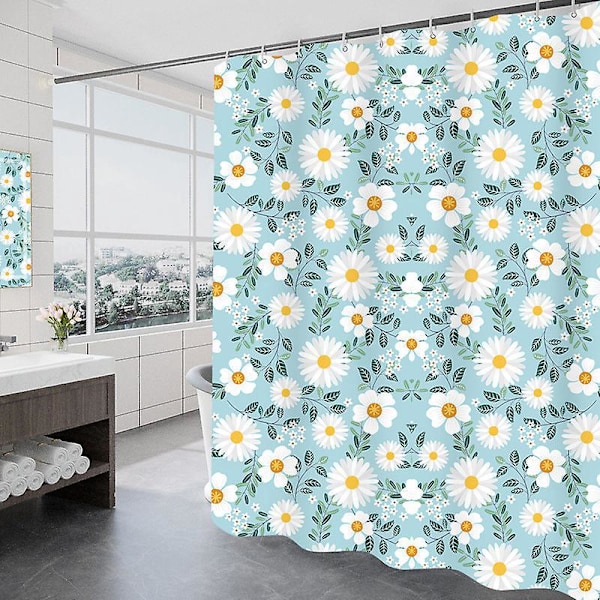 180 x 200 cm Hurtigtørrende Bruseforhæng med 12 Kroge, Bruseforhæng Vandtæt Polyesterstof Maskinvaskbar, Badeværelsesforhæng