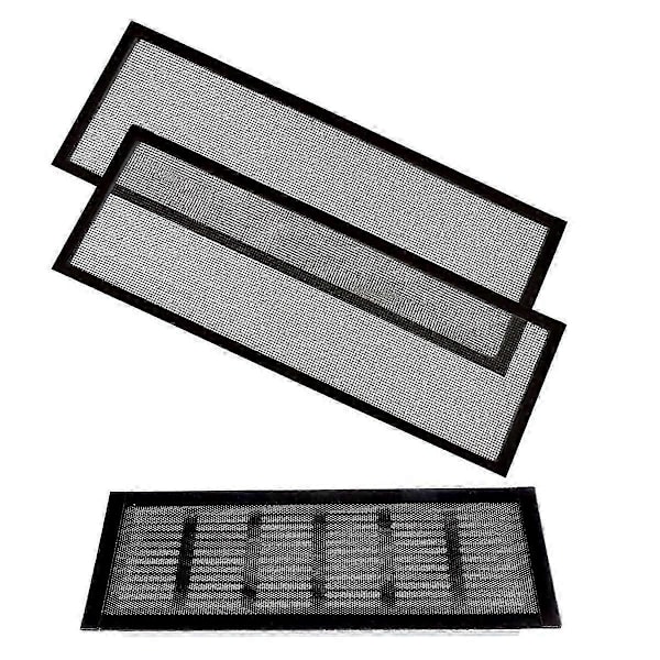 2 kpl 4x10 Musta Lattiaritilä Loukku/Tuuletusaukko Verkko - Silikoninen Magneettinen Ilmastointiritilän Suojus, yhteensopiva kotitalouksien ilmastointilaitteiden kanssa